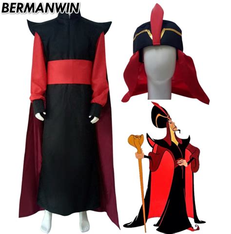 bermanwin high quality aladdin jafar costume full set with hat