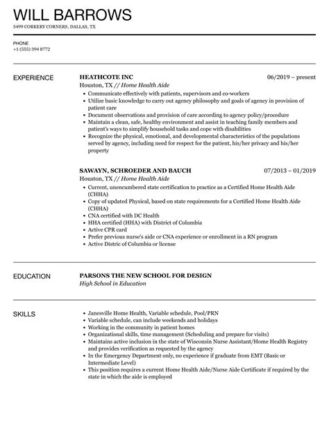 home health aide resume objective examples