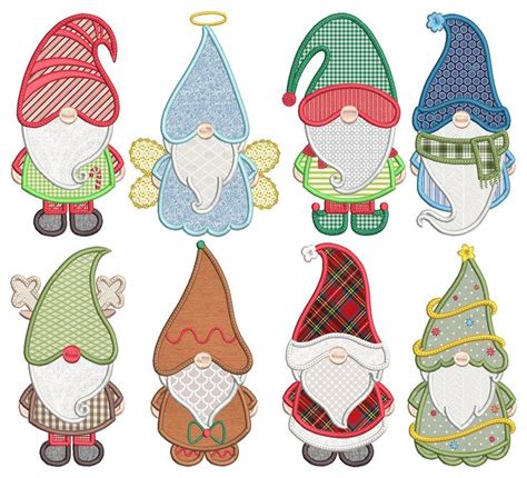 printable gnome applique pattern web sew  adorable christmas