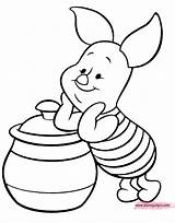 Piglet Coloring Pages Pot Honey Disneyclips Leaning sketch template