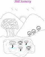 Coloring Scenery Kids Drawing Hill Natural Resources Step Printable Pages Color Print Getcolorings Worksheets Getdrawings sketch template