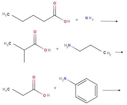 draw  expanded structural formula   amide formed      reactions