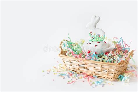 Gingerbread Easter Bunny In Russian Cake Painted Eggs Orthodox Stock