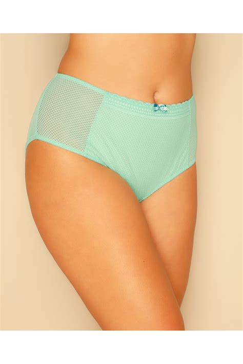 mint green diamond mesh and lace trim briefs plus size 14 to 36
