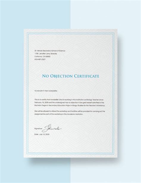 certfificate  objection certificate  editable template   msword