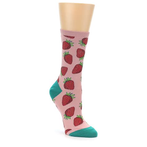 Pink Strawberries Women S Dress Socks Boldsocks