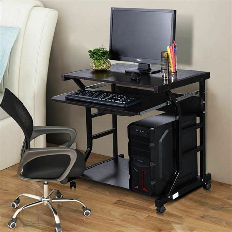 mobile rolling computer desk small space saver desk laptop pc printer table home ebay