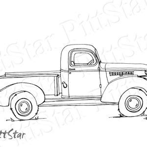 instant  vintage truck printable coloring page etsy