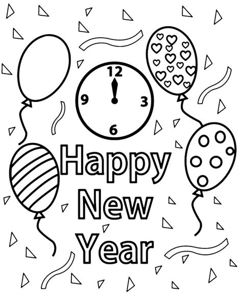 happy  year coloring page printable greeting card