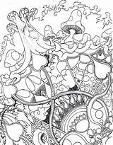Coloring Pages Printable Trippy Mushroom Adult Deviantart Line Mushrooms Grown Sun Book Colouring Color Shroom Drug Drawing Drawings Books Print sketch template