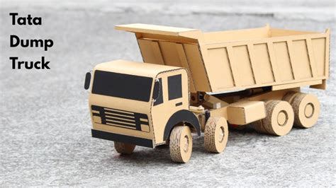 rc tata dump truck  cardboard tata  wheeler truck  simple diy youtube