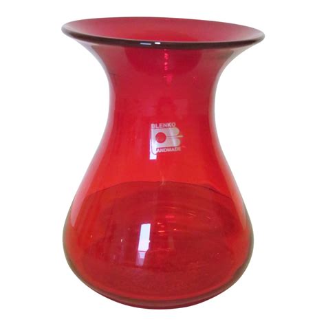 Mid 20th Century Blenko Red Art Glass Vase Chairish