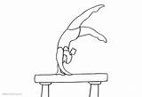 Balance Beam Gymnastics Handstand Coloring Pages Girl Kids Printable sketch template