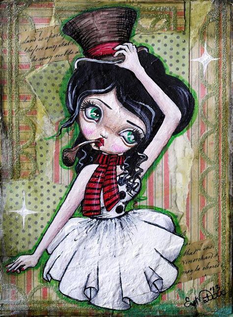 Christmas Snowgirl Smokes Her Pipe Mixed Media By Lizzy Love Of Oddball