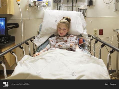 girl   hospital bed stock photo offset