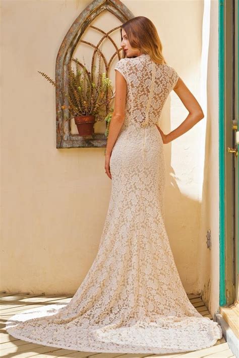 Simple Elegant Lace Wedding Dress W Cap Sleeve