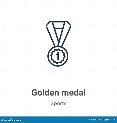 golden medal outline vector icon thin  black golden medal icon
