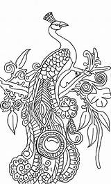 Coloring Peacock sketch template