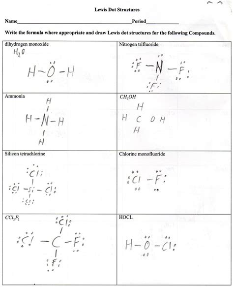 lewis structure practice worksheet