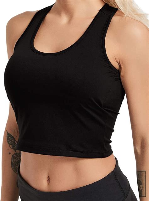 priessei women s crop tank tops with built in bra sleeveless racerback