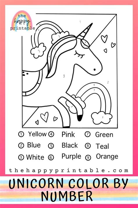 unicorn color  number  printable printable word searches