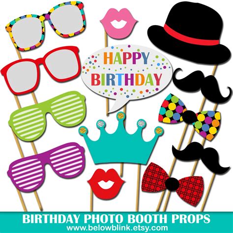 birthday photo props printable photo booth props happy etsy
