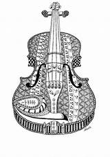 Zentangle Mandalas Violin Orchestra Zentangles Icolor Guitarra sketch template