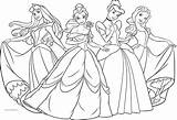 Princess Disney Coloring Four Pages Cartoon Sheets Printable Girls Wecoloringpage Choose Board sketch template