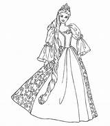 Coloring Princess Pages Dress Beauty Print Pdf sketch template
