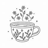 Cups Cozy Hygge Elements sketch template