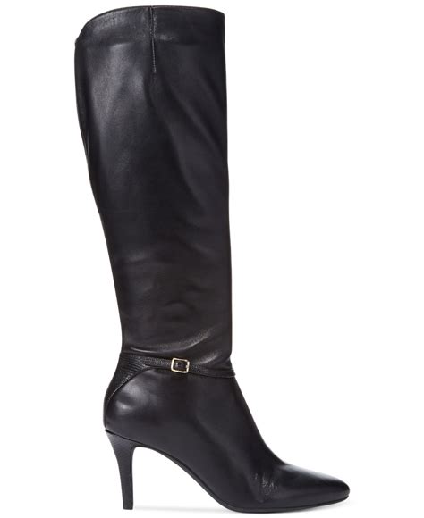 cole haan womens garner wide calf tall dress boots  black lyst