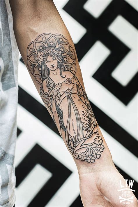 Inspired By The Artist Alphonse Mucha Ltw Tattoo