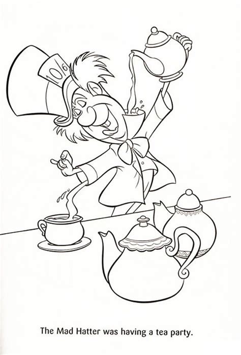 mad hatter  mad hatter    tea party coloring page