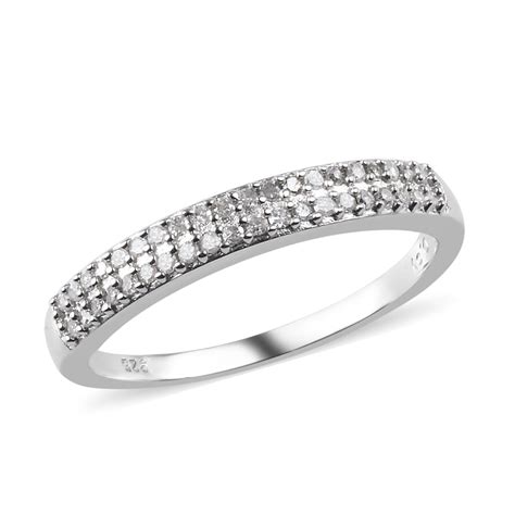 shop lc  sterling silver platinum plated  white diamond band