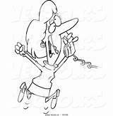 Phone Coloring Shofar Cartoon Woman Outline Call Hearing Pages Jumping Happy Getdrawings Getcolorings sketch template