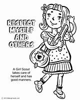Respect Myself Others Girl Coloring Scout Makingfriends Law Scouts sketch template