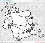 Pilgrim Carrying Ax Whistling Shoulder Coloring Illustration Line His Over Rf Royalty Clipart Toonaday sketch template