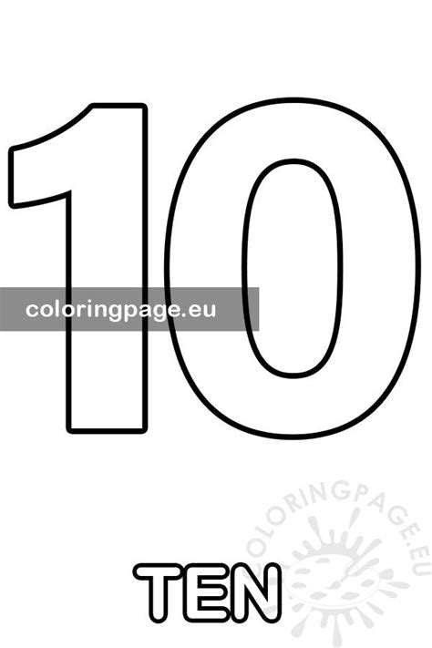 number ten template printable coloring page