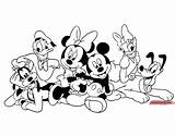 Mickey Mouse Coloring Friends Pages Minnie Donald Duck Disney Daisy Pluto Printable Hugging sketch template