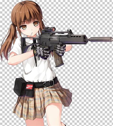 anime female firearm girls  guns manga png clipart airsoft anime art assault rifle