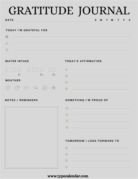 printable gratitude journal templates  word