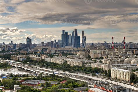 aerial view   city skyline  moscow russia   day