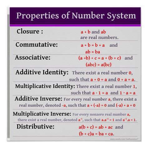 properties  number system math poster zazzle number system math