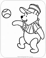 Winnie Pooh Coloring Disneyclips Pages Baseball Playing sketch template