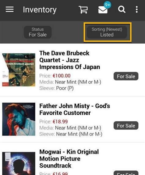 list items  sale   android app discogs