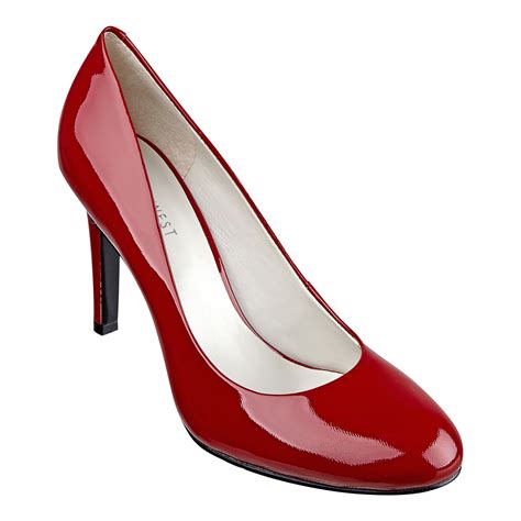 Nine West Caress Round Toe Pump In Scarlet Patent Leather Red Lyst