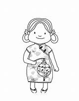 Coloriage Chinois Nouvel Enfant Coloriages Vietnamese Cina Sketsa Benjaminpech sketch template