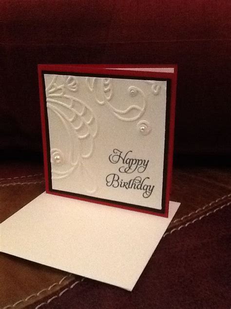 happy birthday redwhite embossed card design red  white happy