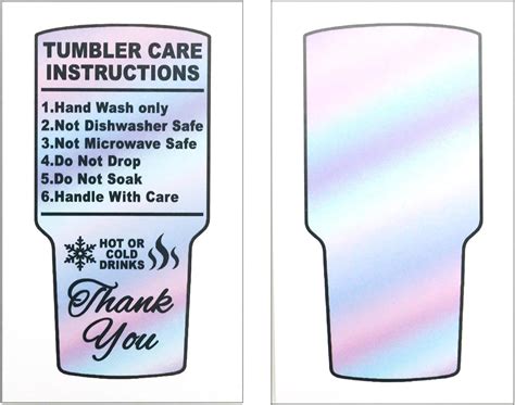 care instruction  printable tumbler care cards prntbl