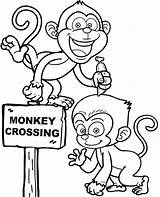 Coloring Monkey Monkeys Funny Cartoon Pages Hilarious Kids sketch template